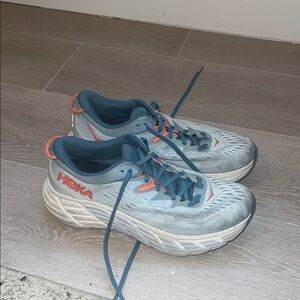 Hoka Blue and Gray Running Shoes